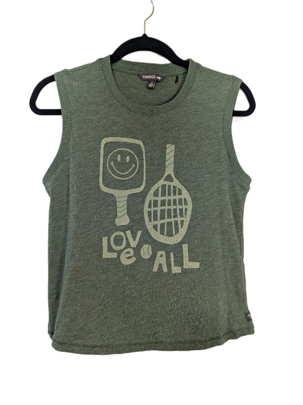 Toad&Co Green Boundless Jersey Tank Top Tennis Pickleball Print Womens Small S
